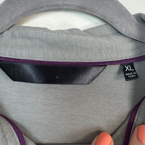 Travis Mathew Golf Polo sz XL Gray with purple/light grey stripe Marbella Golf - Picture 4 of 7